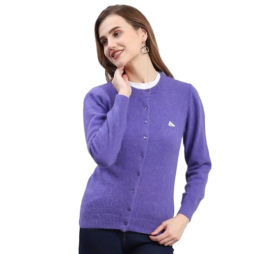Image of Monte Carlo Women Regular Fit Full Sleeve Solid Round Neck Winter Cardigan (Pack of 1)