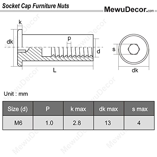 M6 X 35Mm Socket Cap Furniture Bolts With Barrel Nuts For Furniture Cots Beds Crib And Chairs, Stainless Steel 18-8 (304), 10 Pairs #TOP3