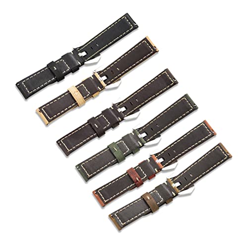 Correas de reloj cuero 20 mm 22 mm 24 mm bandas negro hebilla acero 3