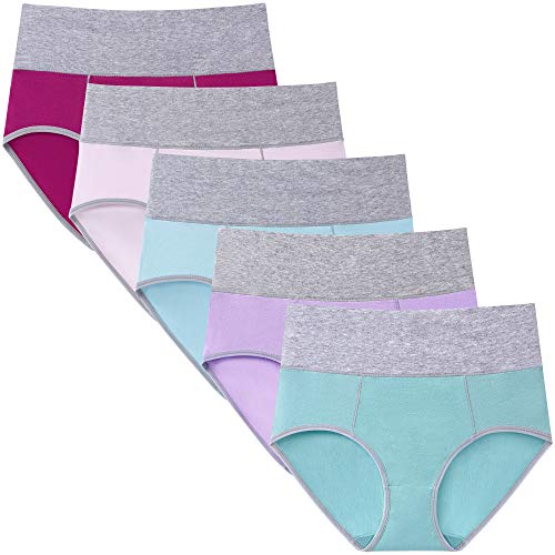 Image of Womens Underwear,Cotton Mid Waist No Muffin Top Full Coverage Brief Ladies Panties Lingerie Undergarments for Women Multipack