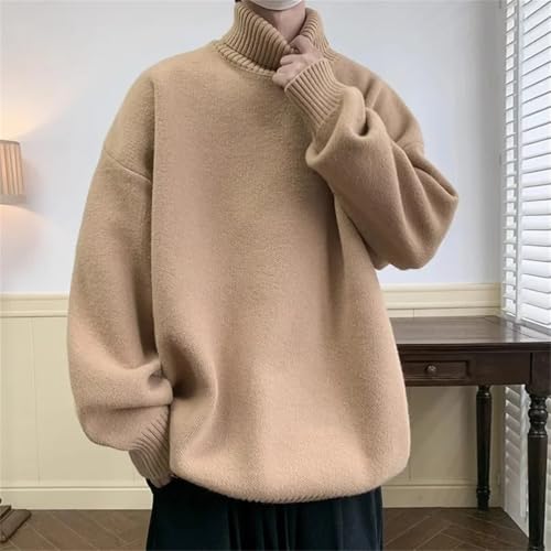 Men Loose Turtleneck Sweater Knitted Pullovers Warm Knitting Sweaters4