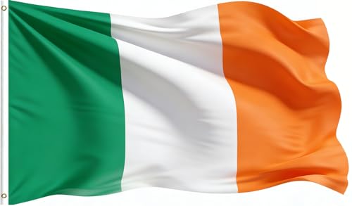 St. Patricks Day Irish Flag 3x5 Ft Double Stitched Ireland Banner with 2 Brass Grommets Indoor Outdoor Decor for Parties & Cultural Celebrations