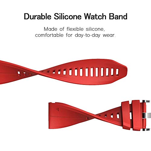 Image of NotoCity Compatible Fenix 5X Plus /7X BandsSport Silicone Replacement Watch Strap for Fenix 8 51mm /5X / 6X /Fenix 6X Pro / 3 /HR /Descent MK1 /D2 Delta PX /D2 Charlie(Red)