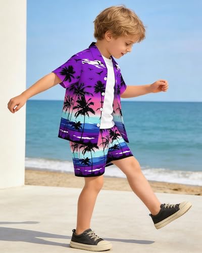 Image of SANGTREE 3 Piece Boy Outfits Short Sleeve Shirt and Shorts Set Beach Vacation Summer Clothes, 3 Months - 9 Years