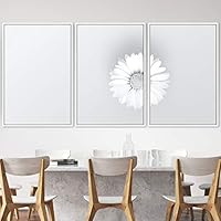 3 Piece Framed Canvas Wall Art Black and White Botanical Canvas Prints Home Artwork Decoration for Living Room,Bedroom - 16