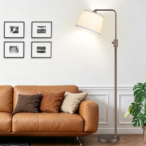 Image of Nintiue [Upgraded] Dimmable Floor Lamp, 1000 Lumens LED Edison Bulb Included, Modern Arc Standing Tall Brown Floor Lamp for Living Room Bedroom Office Dining Room