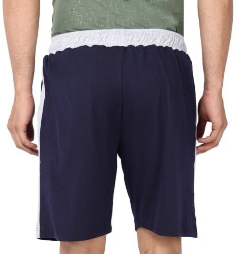 Image of Particle Men's Plus Size Big Size Bermuda Shorts | 230 GSM Ribbed Cotton Half Pant for Men with Deep Side Pockets | Sizes XL-5XL (34-52 Inch Waist)