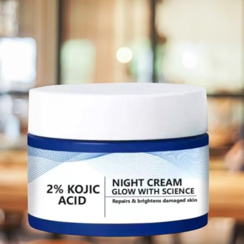 Image of 2% Kojic Acid Night Cream, Repairs and Brightens Damaged Skin, Glow with Science