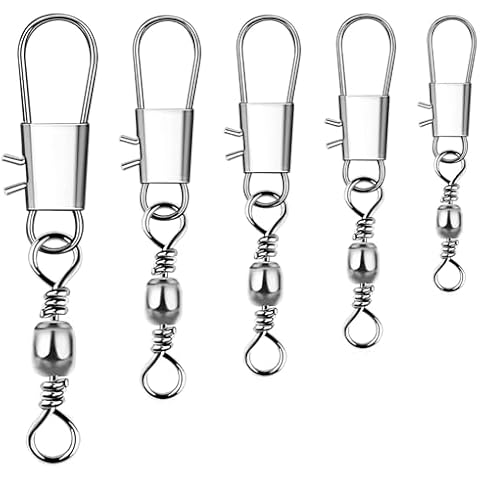 50Pcs Feibety Fishing Swivels with Safety Snaps Cover
