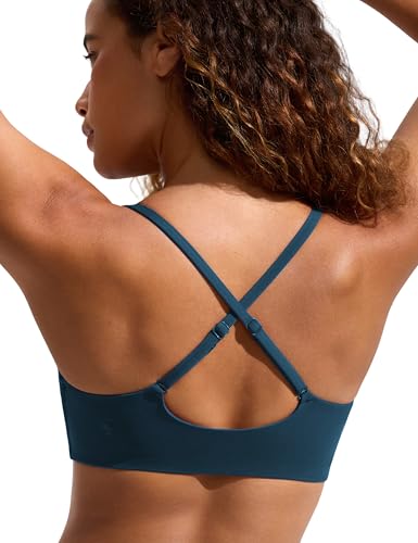 Image of CRZ YOGA D-DD Scoop Neck Bikini Tops | Removable Pads, Adjustable Spaghetti Straps, Swim, Bathing Suit Bra for Women