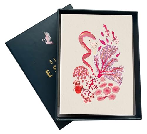 Image of Elena Essex Blank Note Card 12 Pack / Cards and Envelopes / 3.75 x 5.2 Inch Greeting Cards Cards for All Occasions / Coral Reef Design Blank Notecards / 300 Gsm Gold Foil Embossed Blank Cards / Notecards and Envelopes Set (Coral Reef)