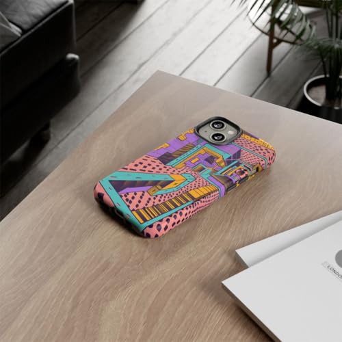 Coque iPhone 14 motif géométrique abstrait rose pour look unique