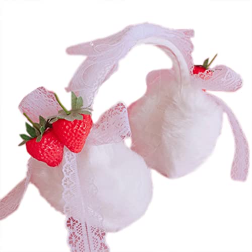FUYISEN Fashion Plush Feel Female Winter Earmuff Warm Ear Muffs Headphones Shape Girls EarmuffsCat Ear White Strawberry Black