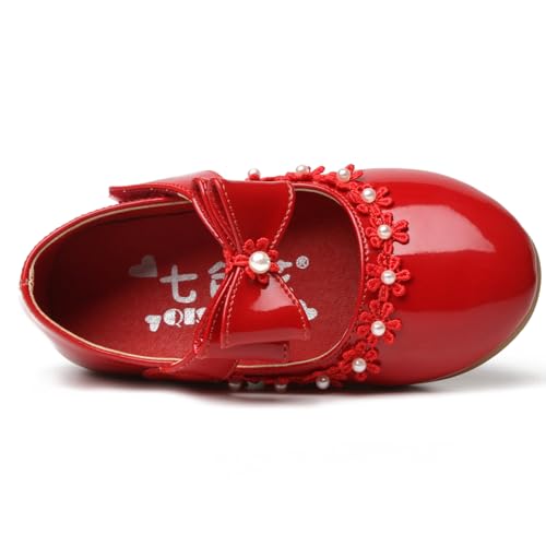 WUIWUIYU Toddlers Flower Girls Princess Casual Mary Jane Shoes Ballet Flats Cute Bow School Uniform Event Dress Shoes3