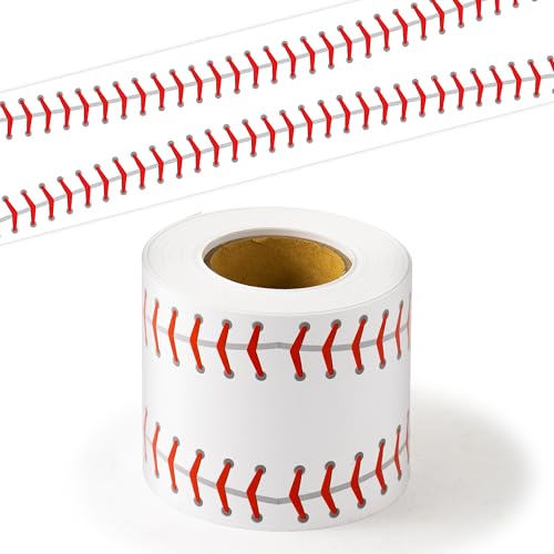 Image of BeYumi Baseball Sport Border Trim - 65ft Back to School Baseball Patterned Straight Rolled Border Trim Red White Ball Sport Theme Bulletin Board Set Party School Classroom Chalkboard Wall Decoration
