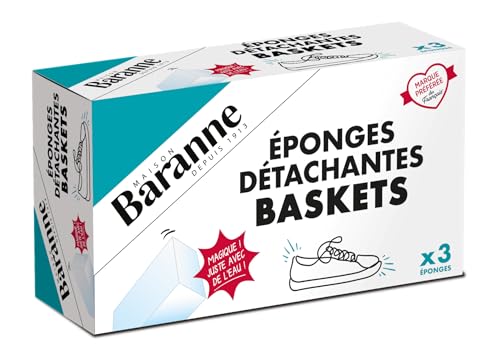 Baranne - Eponges Magiques Super Détachantes - Entretien et Baskets Blanches Cuir - Anti-Tâches & Traces - X3 éponges