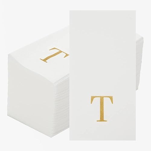 Miniatura 363 de Luxenap - Toallas de invitados de 15.8 x 7.9 pulgadas, 50 toallas de mano con letras plateadas, letra "P", fuente Sans Serif, servilletas de papel