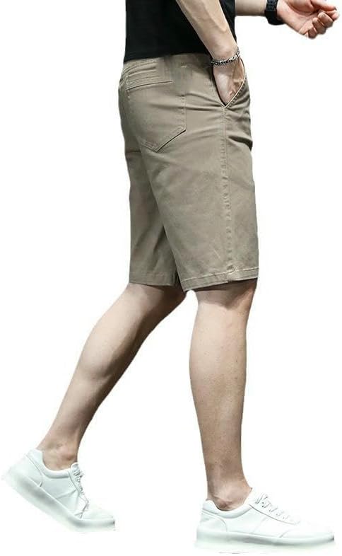 USTZFTBCL Summer Men's Casual Loose Straight Leg Thin Cotton Mid-Length Shorts