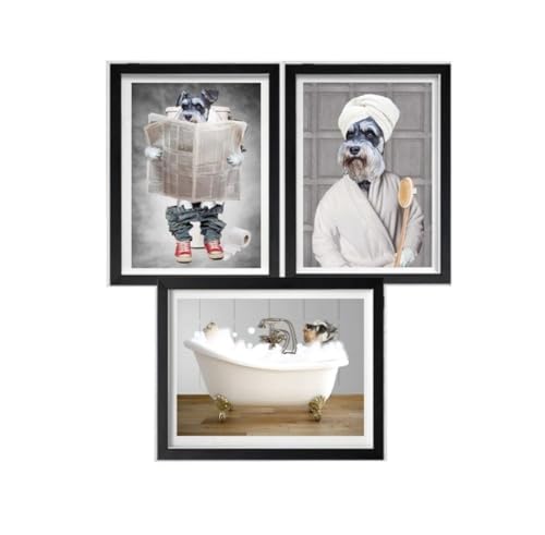 Peignoir et Schnauzer : lot d'impressions déco pour salle de bain