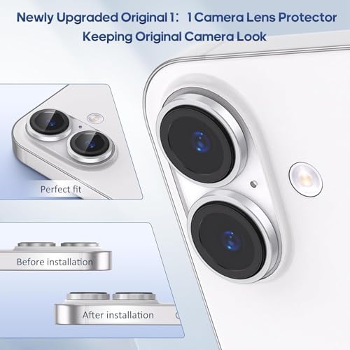 Image of for iPhone 17 Camera Lens Protector Original Individual Lens Screen Protector | 9H Hardness, Scratch-Resistant, Case Friendly (Silver)
