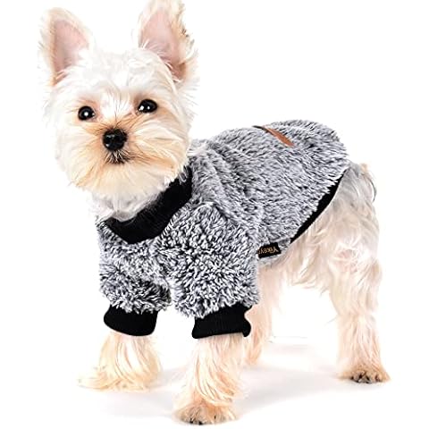 YIikeyo Winter Hundekleidung für kleine Hunde Junge Mädchen Yorkie Chihuahua Warm Flanell Pullover Niedlich Lustige Haustier Welpen Kleidung Katze Hund Mantel XS S M L Cover