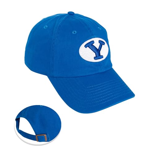 Desert Cactus BYU Brigham Young University University Baseball Hat Cougars Cougs Brimmed Embroidered Hats Cap Adjustable Cloth Strap Adult (Style A1) Blue