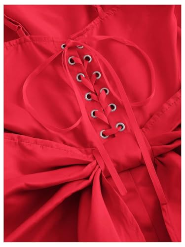 Image of WDIRARA Women's Satin Bow Homecoming Dresses Spaghetti Strap Wedding Guest Gown Summer Mini Dress