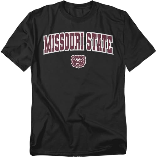 LOGOVISION Missouri State University Arch Logo Black Unisex Adult T Shirt, Black, Small