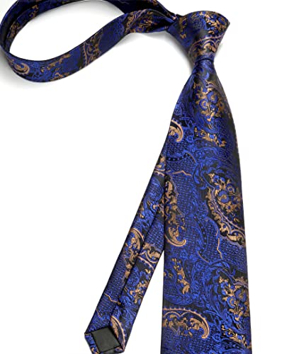 Enlision Royal Blue Ties For Men Floral Mens Ties Pocket Squares Classic Woven Wedding Business Necktie Handkerchief Party #TOP3