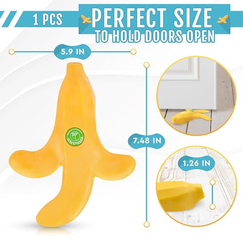Cute Door Stopper - Banana Decorative Door Stoppers for Bottom of Door, Flexible & Non-Slip, Convenient Size (7.48" X 5.9" X 1.26") - Protects Floors, Designs for Home, Office, or Hotel
