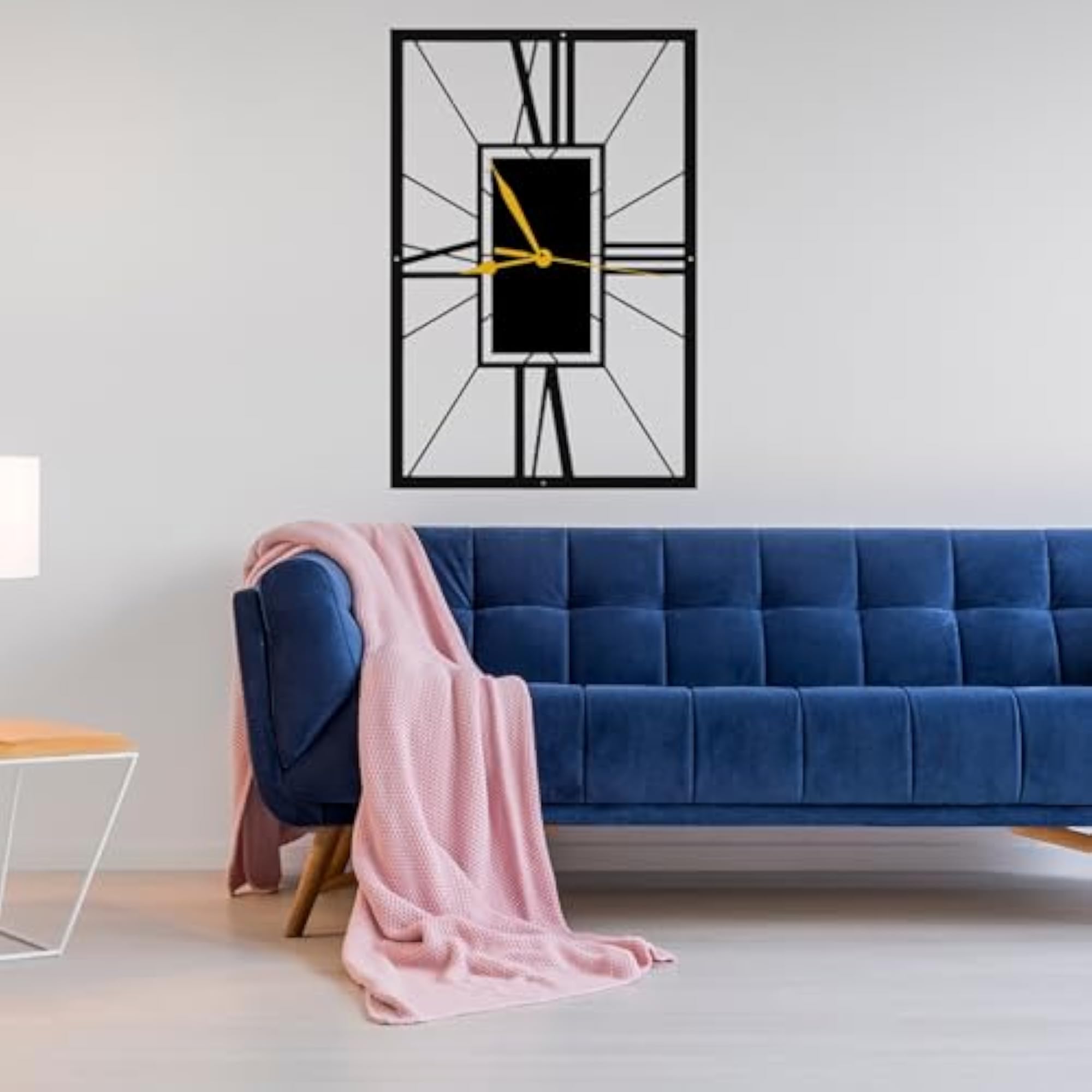 K Group Large Rectangular Roman Numeral Metal Wall Clock