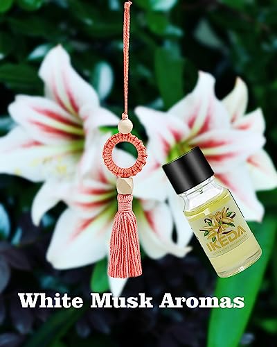 Image of Car Air Freshener Tassel Diffuser | Cute Felt Automotive Charm Deodorizer with Essential Oil | Nature Scent Auto Hanging Car Interior Decor | Bedroom Home Pendant (White Musk, 1pcs)