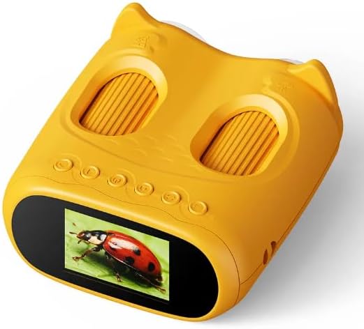 2in1 Kids Telescope&Microscope 3M-1000M Distance Telescope 1000X Magnification 4K Microscope Manual Focus Type-C Powered STEM Device for 3-12 Years Boys Girls Yellow