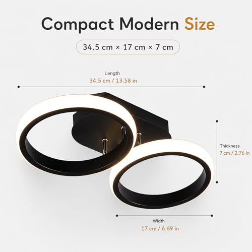 Image of Modern Dimmable LED Ceiling Light | Flush Mount Black Fixture with 3 Color Modes | Adjustable Brightness for Bedroom, Living Room & Dining Room (Ceiling Light (806))
