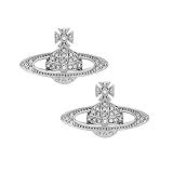 Saturn Earrings for Women Aesthetic Cubic Zircon Silver Saturn Planet Stud Earrings Fashionable Saturn Planet Pendant Earrings Classic Saturn Planet Gold Zircon Inlaid Saturn Earrings Jewelry Gift (silver)