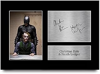 HWC Trading A4 Christian Bale & Heath Ledger The Dark Knight Joker Gifts Printed Signed Autograph Picture for Movie Memorabilia Fans