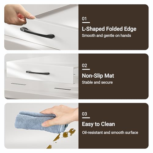 Noodle Board Stove Cover with Handles, Gas Stove Cover Board Carbon Steel Stove Top Covers for Gas and Electric Stove Range Expanding Kitchen Space (White, 15.7Lx19.7Wx2.7H)