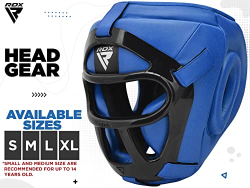 Rdx Maya Hide Leather Protector Headgear Fighting, Blue, M #TOP4