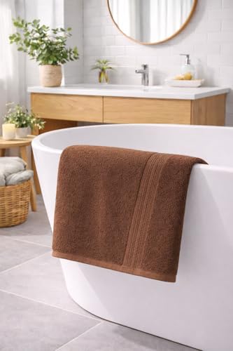 Image of Fitness Mantra Cotton Bath Towel 650 GSM | Heavyweight, Soft & Absorbent | Quick Dry | Large 30 x 60 Inch Towel for Daily Bath Use | 1 Peace| Brown|