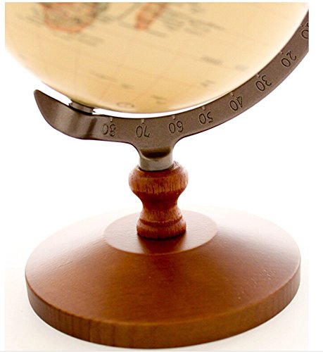 Vintage 5 inch Diameter Brown World Globe Antique Decorative Desktop Globe Rotating Earth Geography Globe Wooden Base Educational Globe Wedding School Children Gift (Brown with Wood Base)