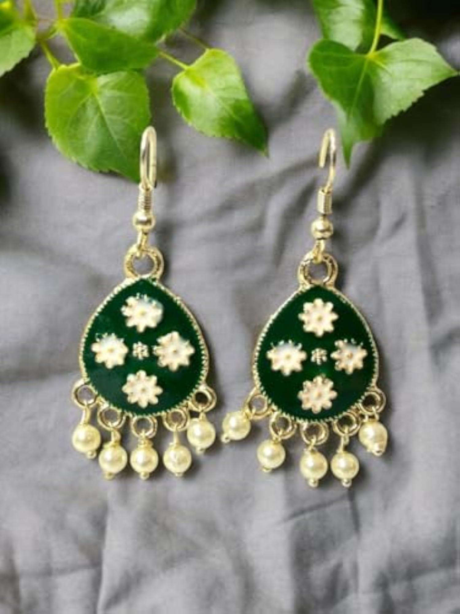 Women's Multi Colour Meenakari Kundan Dangle Earrings