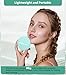 WOBSION LED Lighted Travel Makeup Mirror, 1x/10x Magnification, Compact, Portable for Handbag, Purse, Pocket, 3.5 inch Illuminated, Folding, Handheld, 2-Sided, Round, Cyan