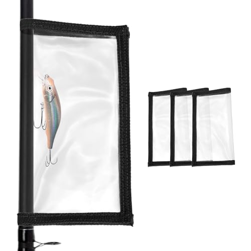 PATIKIL Fishing Lure Wrap 3.9" x 7.1", 4 Pack Durable Clear PVC Lure Covers Fishing Hook Covers Bait Storage Easily See Lures Keep Fishing Safe, Black