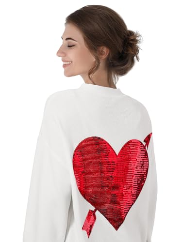 Image of Twistover Valentines Day Heart Cardigan Sweater Sequins Embroidery Hot Pink Heart Sweater Valentines Galentines Women Outfit