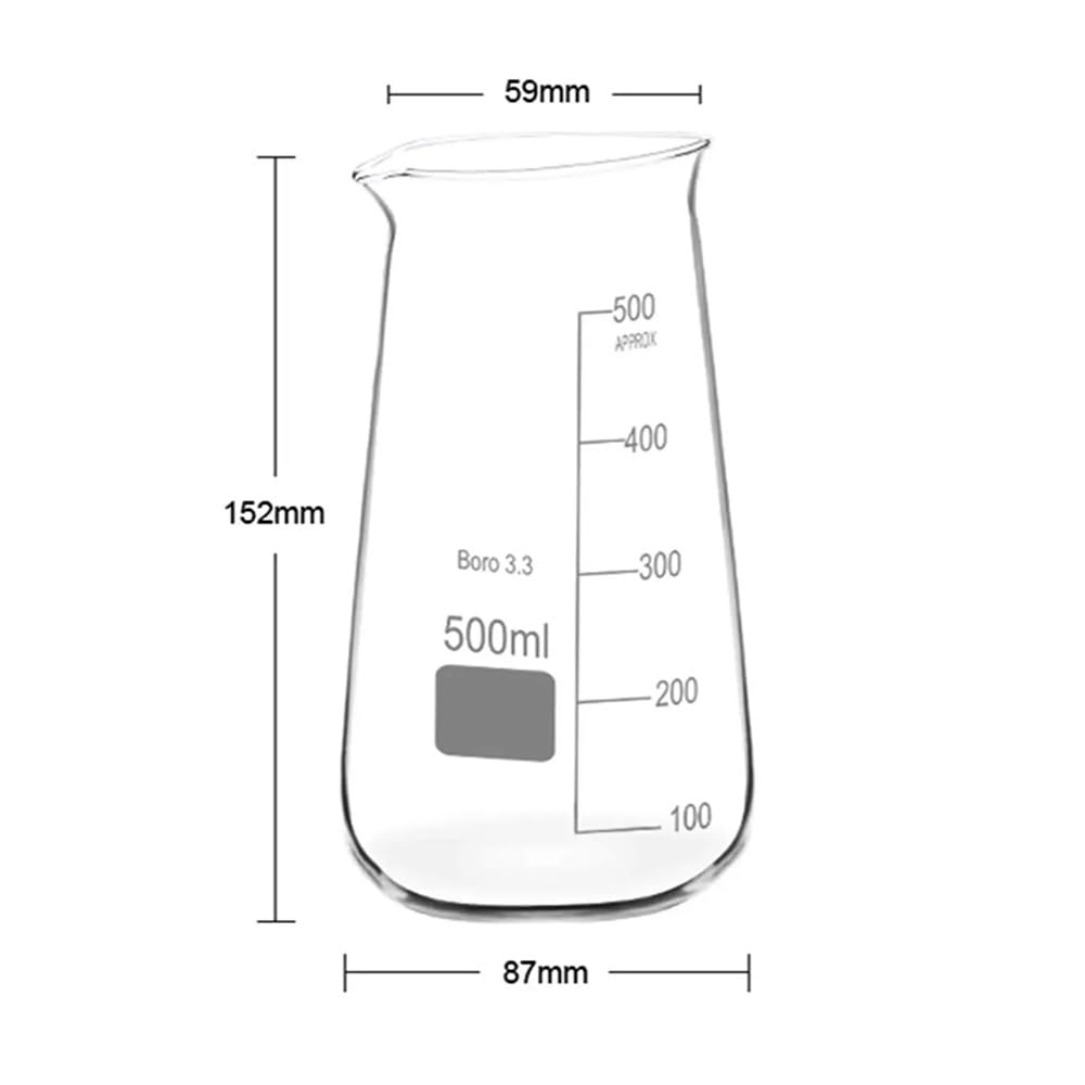 Vaso cónico de vidrio for laboratorio, cristalería química de tres esquinas.(250ml 2Pcs)