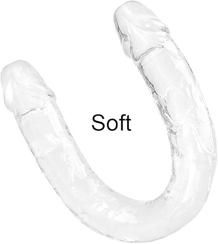 Miniatura 15 de Consolador realista de doble extremo de 13 pulgadas, consoladores flexibles y transparentes, pene largo para juego anal lésbico de doble cara