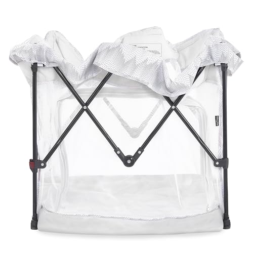 Image of Dream On Me Ziggy Playpen Only, Soft Base, Portable, 43.3in, Dove White | Soft padded base, non-cross frame, foldable iron frame, 210D nylon, Ages 6-36mo, 30lbs, ASTM certified, Quick setup.