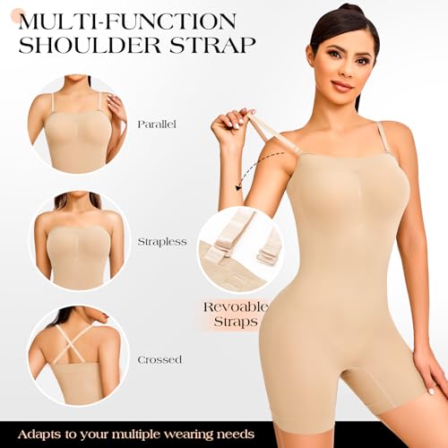 Image of Strapless Shapewear for Women Tummy Control Seamless Jumpsuit Shapewear | Bodysuit Butt Lifter Thigh Slimmer Body Shaper Seamless Under Dresses
