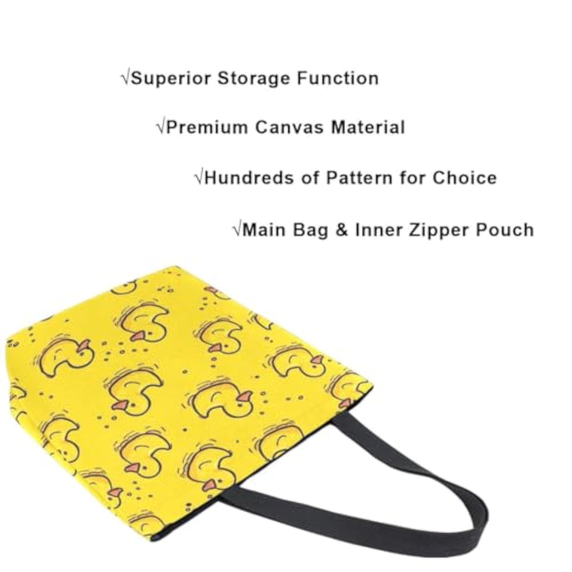 Chic Yellow Ducky Pattern Extra Large Canvas Tote Bag