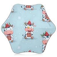 Christmas Cow Pattern Umbrella for Kids Boys Girls - Lightweight Folding Umbrellas for Rain - Durable Travel Kids Outdoor Umbrella for School Park & Beach